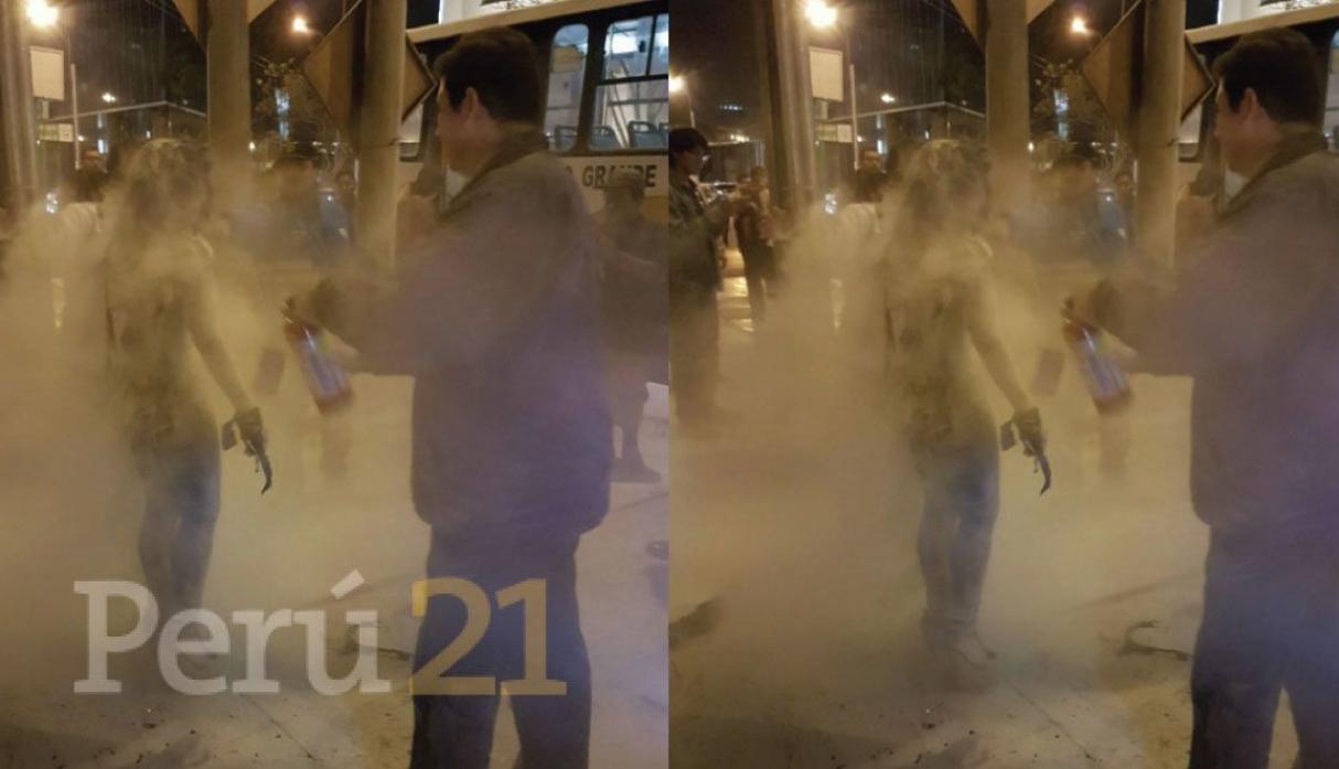 Miraflores: sujeto prendió fuego a mujer al interior de bus. Hay 10 heridos.
