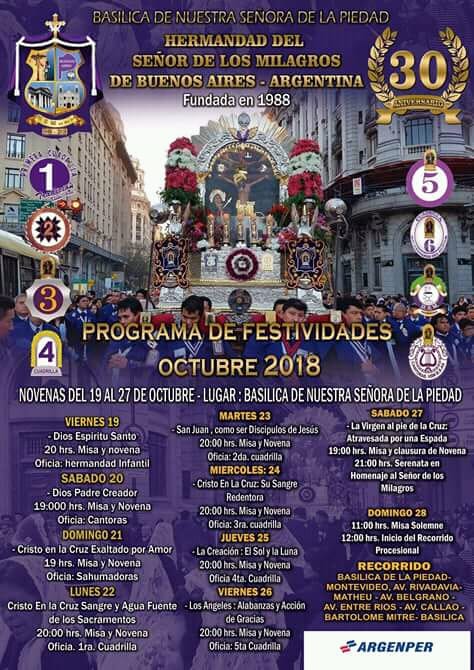 Procesión del Señor de los Milagros en Buenos Aires: Domingo 28 de Octubre