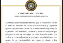 Presidente Milei habilit贸 por decreto a expulsar a extranjeros que agravien al pa铆s o a sus ciudadanos